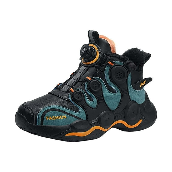 Otqutp Children Boys Snow Boots Winter Non Slip Boots Hiking Outdoor Shoes Soft Sole Anti-Slip Outdoor Sneakers Suitable for Boys and Girls (//Big Kids)(Yellow,7-8 Years)