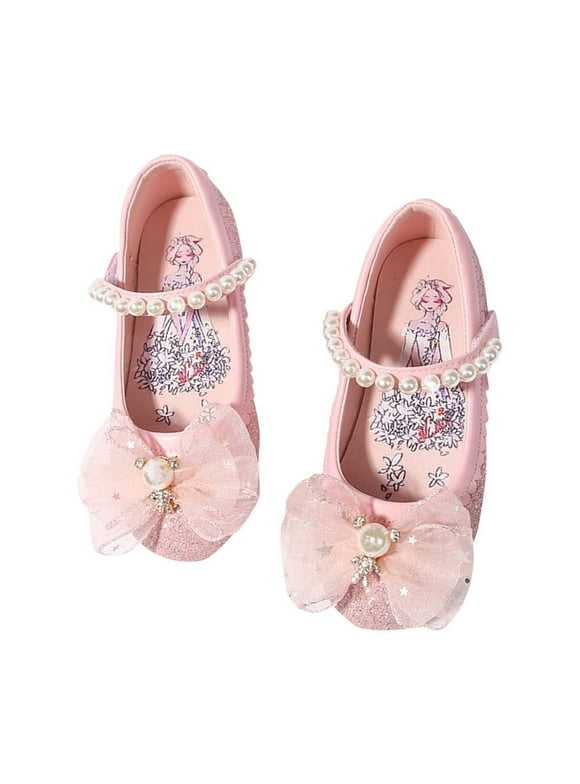 Children Breathable Shoes Children's Leather Shoes Female Spring and Autumn Princess Shoes Glitter Blue Flat Single Shoes