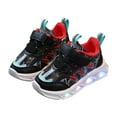 thumbnail image 1 of Otqutp Children Breathable Sneakers Children's Fashion Sport Shoes LED Charged Breathable Soft Sole Strap Collision Color for 1 To 6 Years(Black,4-4.5Years), 1 of 9