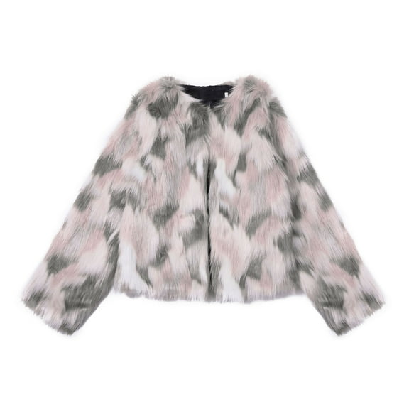 Otqutp Children Down Coats Windproof Toddler Girls Thicken Outwear Long Sleeve Furry Colour Blocking Coat Windproof Winter Warm Jacket Winter Outfits(Pink,7-8 Years)