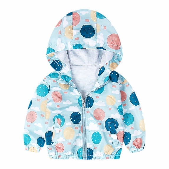 Otqutp Children Down Coats Windproof Toddler Outdoor Breathable Fashion Printed Zipper Jacket Colorblocking Punching Jacket Kids Fashion Windbreaker(B,18-24 Months)