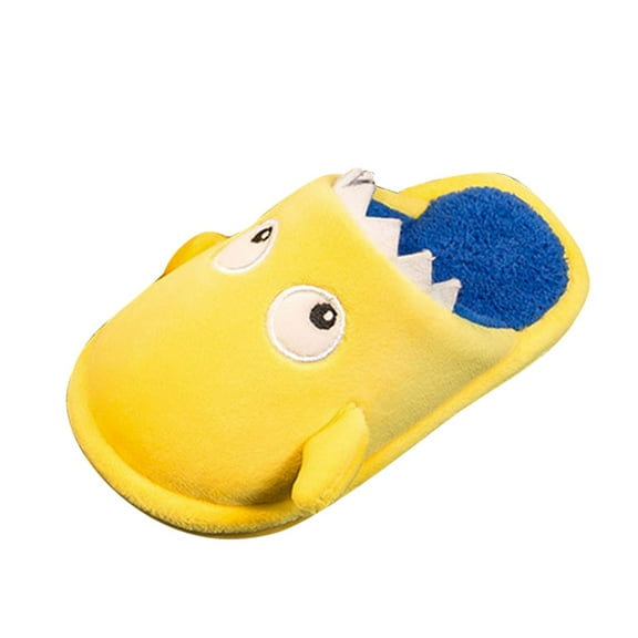 Otqutp Children Comfortable Slippers Fashion Cute Autumn and Winter Boys and Girls Slippers Flat Bottom Lightweight Soft and Comfortable Warm Solid Color Cute Monster(Yellow,3.5-4 Years)