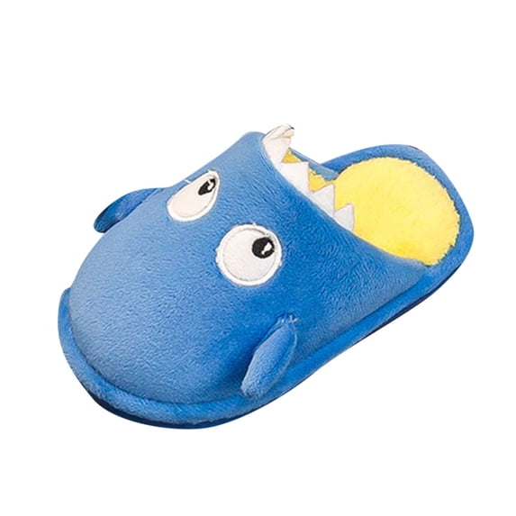 Otqutp Children Comfortable Slippers Fashion Cute Autumn and Winter Boys and Girls Slippers Flat Bottom Lightweight Soft and Comfortable Warm Solid Color Cute Monster(Blue,4.5-5 Years)