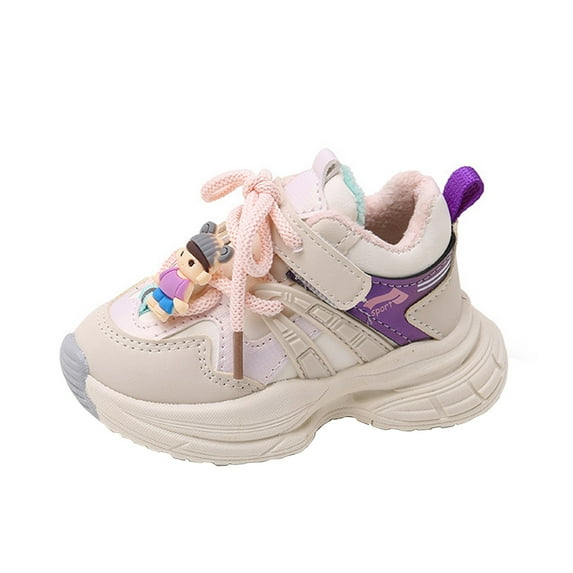 Otqutp Children Comfortable Sneakers Fashion Big Kids Winter Water Proof Flat Keep Warm Snow Boots Breathable Shoes 1-6 Years(Pink,4-4.5 Years)