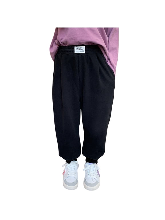 Children Fall Joggers Toddler Kids Baby Girls Boys Cotton Thick Lined Warm Leggings Stretchy Basic Harem Pants Sweatpants for Winter Trousers
