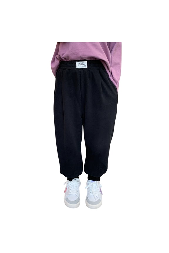 Children Fall Joggers Toddler Kids Baby Girls Boys Cotton Thick Lined Warm Leggings Stretchy Basic Harem Pants Sweatpants for Winter Trousers