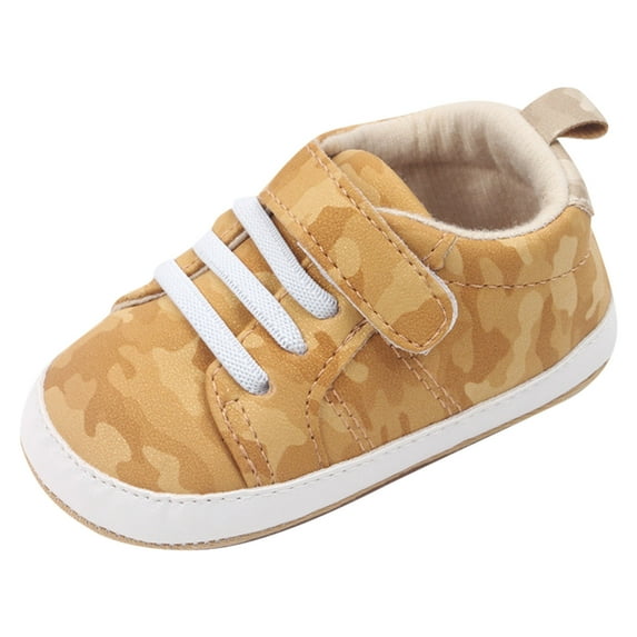 Otqutp Children Fashion Shoes Summer Children Toddler Shoes Boys and Girls Sports Flat Bottom Lightweight Camouflage Print Upper Casual Style Sneakers(Yellow,12-18 Months)