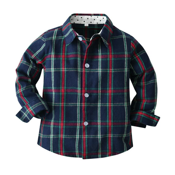 Otqutp Children Fashion Tops Toddler Handsome Boys Long Sleeve Winter Autumn Shirt Tops Coat Outwear for Babys Clothes Plaid Nav Regular Fit Casual Fall Coat