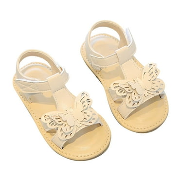 Otqutp Children First Walking Shoes For Kids Girls Strappy Open Toe Single Shoes Baby Girls Summer PU Leather Sandals