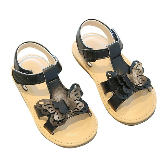 Otqutp Children First Walking Shoes For Kids Girls Strappy Open Toe Single Shoes Baby Girls Summer PU Leather Sandals