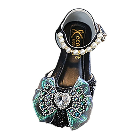 Otqutp Children First Walking Shoes Kids Shoes Autumn New Children Princess Shoes Bow Knot Leather Shoes Dance Performance Shoes Round Toe Buckle Dress Shoes