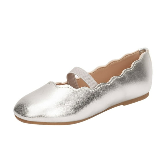 Otqutp Children First Walking Shoes Soft Sole Shoes Leather Single Shoes Simple Elastic Belt Dance Shoes Flat Shoes Girls Shoes