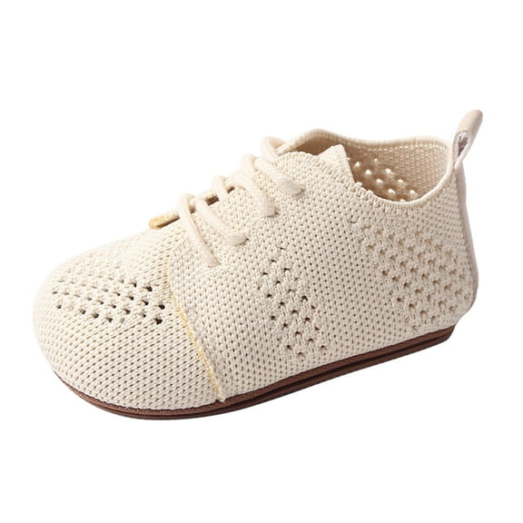 Otqutp Children Flat Shoes Girls Boys Single Shoes First Walking Shoes Toddler Soft Bottom Breathable Lace Up Mesh Sports Shoes