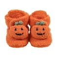 thumbnail image 1 of Otqutp Children Flat Sneakers Hallow-een Booties Soft Baby Pumpkin Santa Winter Warm Slippers Snow Boots Crib Shoes for 0 to 18 Months, 1 of 9