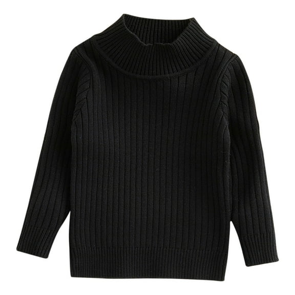 Otqutp Children Girls Knitted Outwear Toddler Baby Girl Boy Knit Sweater Round Neck Long Sleeve Pullover Sweatshirt Fall Winter Pullover Warm Tops(Black,18-24 Months)