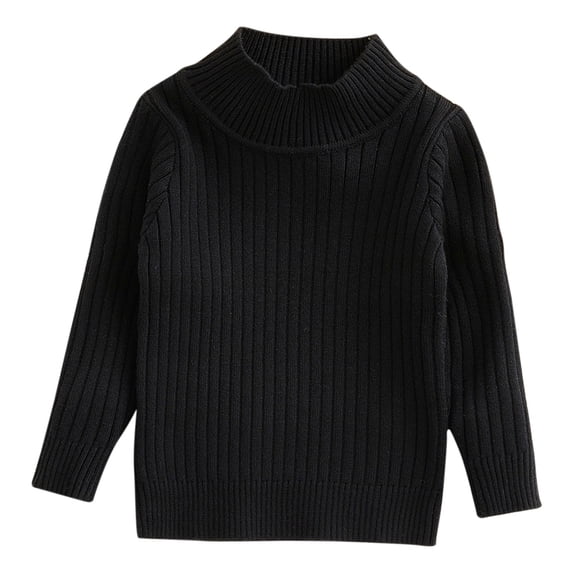 Otqutp Children Girls Knitted Outwear Toddler Baby Girl Boy Knit Sweater Round Neck Long Sleeve Pullover Sweatshirt Fall Winter Pullover Warm Tops(Black,3-6 Months)