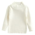 thumbnail image 1 of Otqutp Children Girls Knitted Outwear Toddler Baby Girl Boy Knit Sweater Round Neck Long Sleeve Pullover Sweatshirt Fall Winter Pullover Warm Tops(White,18-24 Months), 1 of 7