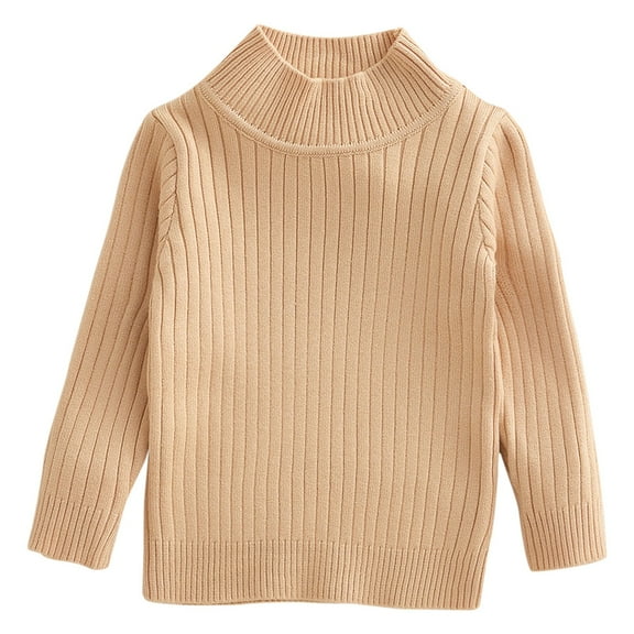 Otqutp Children Girls Knitted Outwear Toddler Baby Girl Boy Knit Sweater Round Neck Long Sleeve Pullover Sweatshirt Fall Winter Pullover Warm Tops(Khaki,0-3 Months)