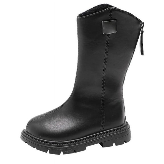 Otqutp Children Girls Winter Snow Boots Bowknot First Shoes Buckle Strap Toddler Soft Thick Bottom Breathable Princess Shoes Anti-Slip Outdoor Shoes (Black,5-5.5Years)