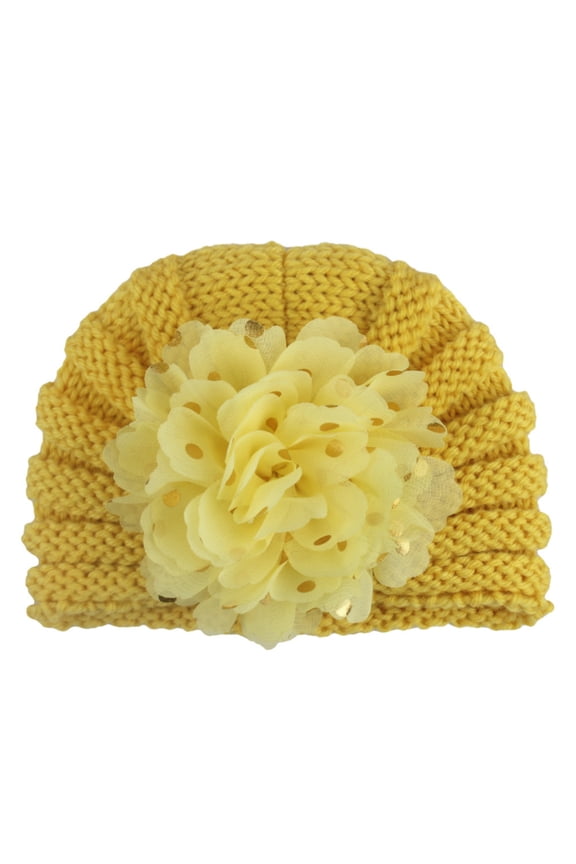 Children Head Wrap 0 to Toddler Baby Boys Girls Warm Solid Flower Knit Crochet Hat Beanie Cap for 0 to 4Years