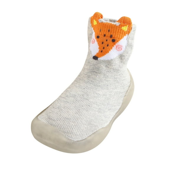 Otqutp Children House Shoes Kids Toddler Baby Boys Girls Solid Warm Knit Soft Sole Rubber Shoes Socks Slipper Stocking House Shoes Bedroom Slipper(Gray,2-2.5 Years)