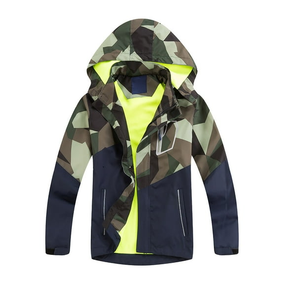 Otqutp Children Down Jackets Little Child Outdoor Breathable Cardigan Zipper Jacket Pieced Color Punching Jacket Children's Jacket Windbreaker(AG,6-7 Years)