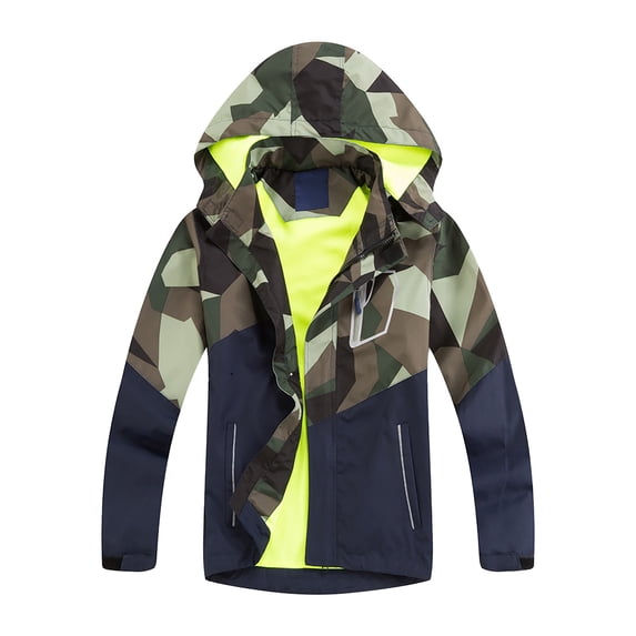 Otqutp Children Down Jackets Little Child Outdoor Breathable Cardigan Zipper Jacket Pieced Color Punching Jacket Children's Jacket Windbreaker(AG,7-8 Years)