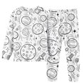 thumbnail image 1 of Otqutp Children Kids DIY Hand Painted Long Sleeve Homewear Set Pajama Sets for Boy and Girl Cute Funny Black White 2 Piece Outfits(B-Beige,3-4 Years), 1 of 6