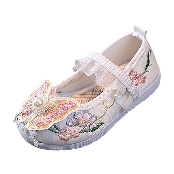 Otqutp Children Lightweight Shoes&nbsp; Girls Flat Bottomed Embroidered Sandals Fashionable Antique Children Performance Children Embroidered Sandals