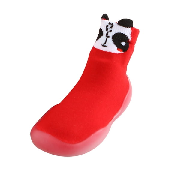Otqutp Children Low Heel Slippers Kids Toddler Baby Boys Girls Cute Warm Knit Soft Sole Rubber Shoes Socks Slipper Stocking House Shoes Bedroom Slipper(Red,9-12 Months)