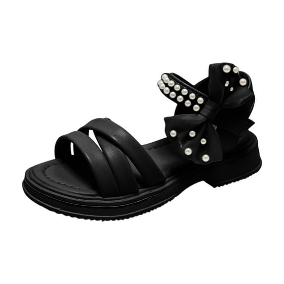 Otqutp Children PVC Sandals Fashion Spring Summer Toe Solid Color Bowknot Children Casual Shoes for Girls 4 to 13Years