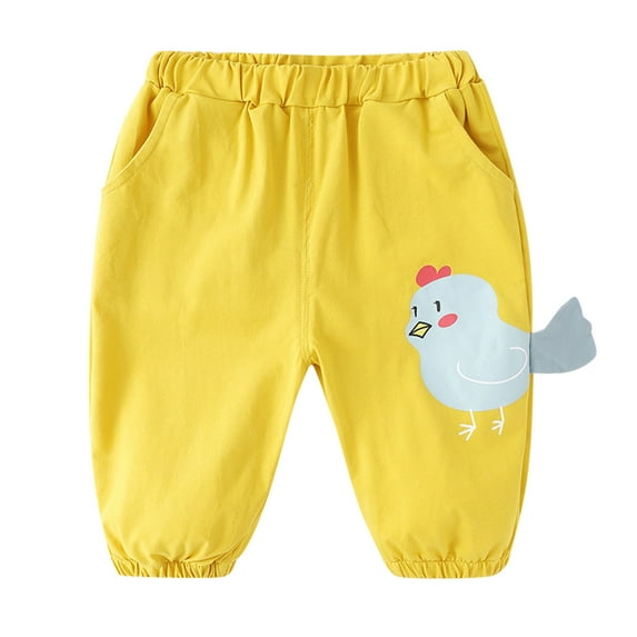 Otqutp Children Quick Drying Trousers Child Toddler Kids Baby Boys Girls Cotton Cute Cartoon Patchwork Pants Trousers