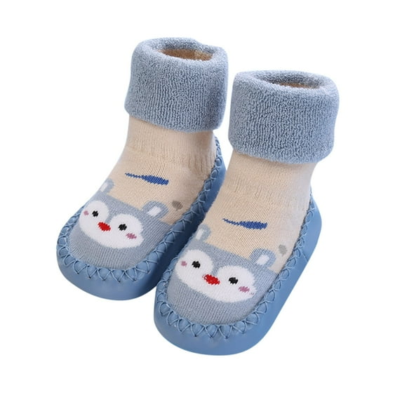 Otqutp Children Round Toe Sneakers Autumn and Winter Cute Children Toddler Shoes Blat Bottom Non Slip Socks Shoes Warm and Comfortable Cartoon Bear Squirrel Pattern