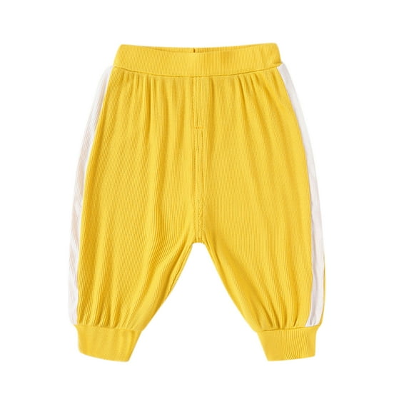 Otqutp Children Running Joggers 6M to 4 Years Toddler Kids Baby Boys Girls Patchwork Ribbed Pants Elastic Waist Trousers