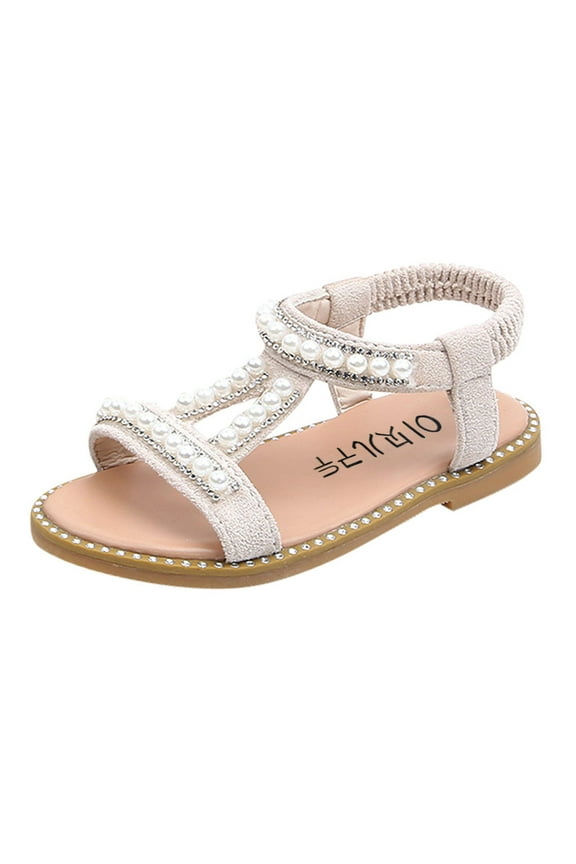 Children Running Shoes Baby Kids Shoes Single Girls Sandals Toddler Princess Pearl Roman Baby Shoes for 1 to 7 Years