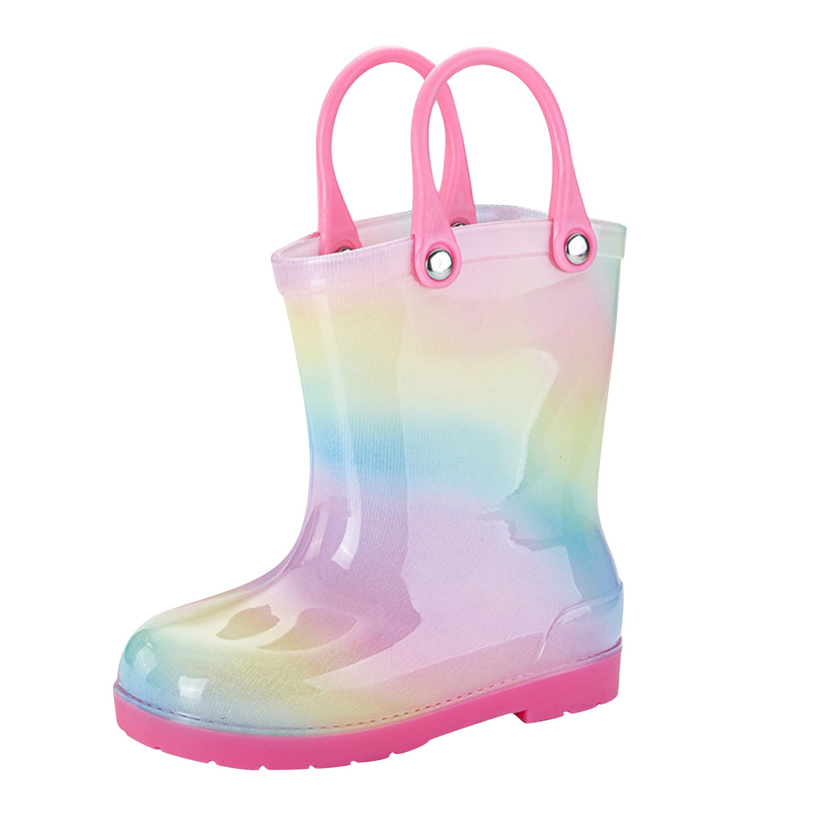 Otqutp Children Shoes Rain Boots Bowknot Colourful WaterproofKids Rain Boots Boys Girls Rubber Boots with Handles