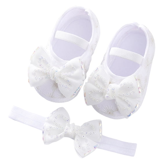 Otqutp Children Soft Bottom Shoes Baby Shoes Fashion Soft Sole Toddler Pearl Dress Flower Princess Shoes Breathable Shoes