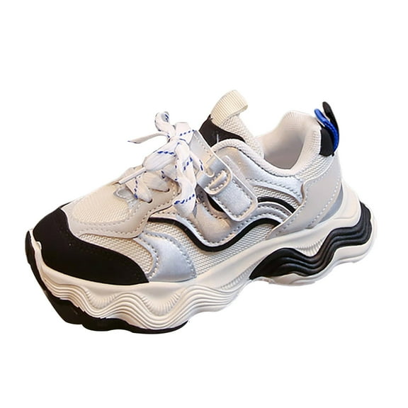 Otqutp Children Soft Bottom Sneakers Girls Boys 2024 Spring and Autumn Fashion Mesh Breathable Shoes Lacing up Sneakers 3-11 Years(Beige,5.5-6 Years)