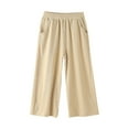 thumbnail image 1 of Otqutp Children Soft Pants Girls Solid Color Elastic Waistband Loose Wide Leg Pants Ice Silk Soft Comfortable Spring Summer Trousers, 1 of 8