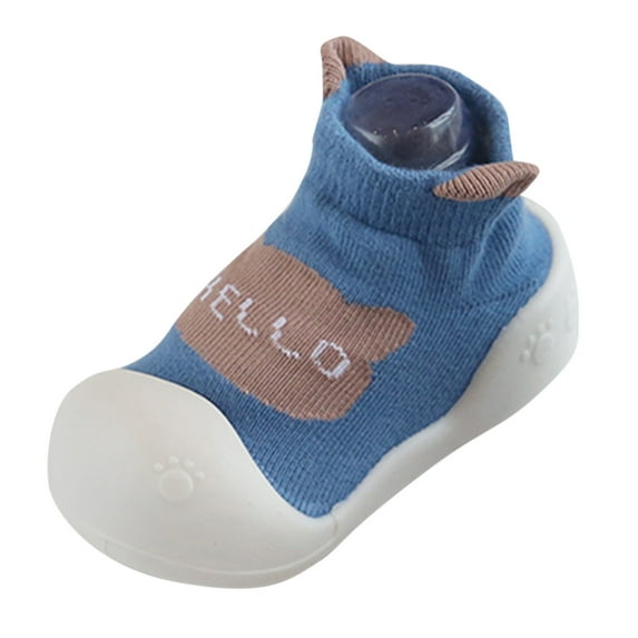 Otqutp Children Soft Sole Shoes Toddler Baby Girls Boys Cute Slipper Socks Shoes Prewalker Anti-slip House Slippers Autumn Winter Warm (Blue,6-9 Months)