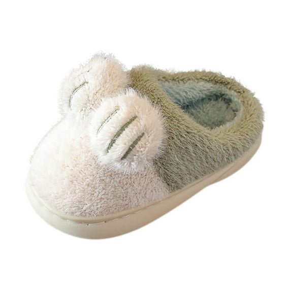 Otqutp Children Solid Color Shoes Kids Cotton Slippers Girls Boys Memory Foam Comfy House Slippers Bedroom Home Slippers Winter Warm Indoor Shoes(Green,5-5.5 Years)