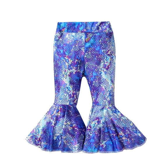 Otqutp Children Stretch Pants Kids Toddler Baby Girls Colourful Print Trousers Flares Elastic Waist Pants Elastic Waist Trousers