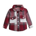thumbnail image 1 of Otqutp Toddler Snow Wear Boys Girls Spring Fall New Long Sleeve Plaid Shirt Jacket Outwear with Pockets Fall Winter Casual Tops Kids School Coat(Wine,3-6 Months), 1 of 9