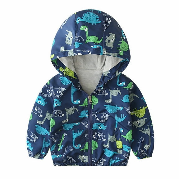 Otqutp Children Warm Winter Outwear Toddler Outdoor Breathable Cartoon Printed Zipper Jacket Colorblocking Punching Jacket Kids Jacket Windbreaker(C,3-4 Years)