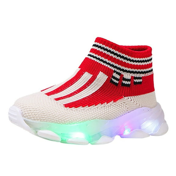 Otqutp Children Wedding Shoes Children Kids Baby Girls Sneakers Bling Led Light Luminous Sport Shoes for 1 to 6 Years