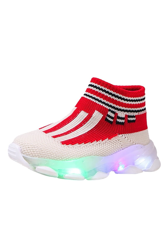 Children Wedding Shoes Children Kids Baby Girls Sneakers Bling Led Light Luminous Sport Shoes for 1 to 6 Years
