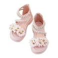 thumbnail image 1 of Otqutp Children Wedding Shoes Girls' Sandals Summer Soft Sole Shoes Fashion Girls' Pearl Flower Princess Shoes Baby Beach Shoes, 1 of 7