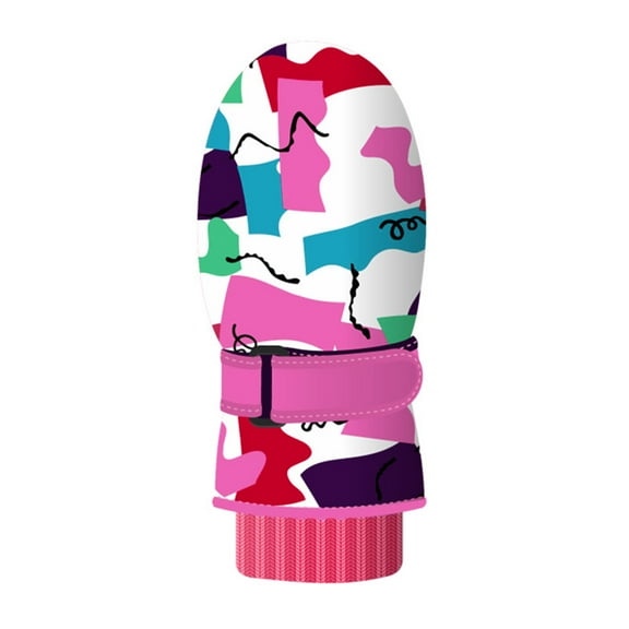 Otqutp Children Winter Ski Gloves Outdoor Play Snow Waterproof Warm Coral Velvet Thick Rose Cold Weather Snow Mitten Fleece Warm Gloves(A,5-10 Years)