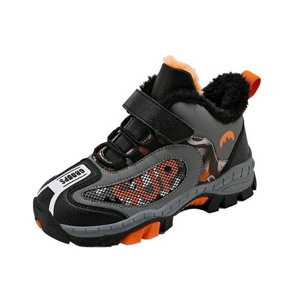 Otqutp Children's Boys Girls Winter Shoes Outdoor Winter Warm Lined Non Slip Lightweight Winter Boots Running Shoes Fashion Hiking Boots 5-12 Years(Black,9.5-10 Years)