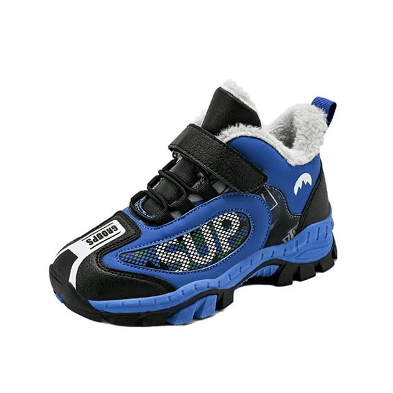 Otqutp Children's Boys Girls Winter Shoes Outdoor Winter Warm Lined Non Slip Lightweight Winter Boots Running Shoes Fashion Hiking Boots 5-12 Years(Blue,6-7 Years)